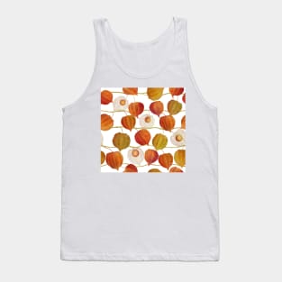 Golden berry flowers watercolor print. Autumn Physalis plants. Cape gooseberry buds. Chinese lantern. Tank Top